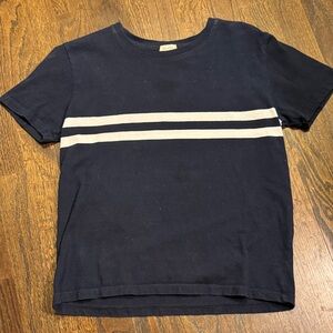 Navy Blue T-Shirt with White Stripes
